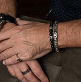 Men’s solid square byzantine chain bracelet, Heavy stainless steel chain cuff