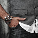Suede leather bracelet with gun metal for a strong look, gift for him, unisex bracelet, leather bracelet, bracelet for men, jewelry for men
