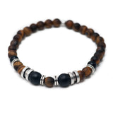 Tiger's eye men’s bracelet with metal elements, stackable beaded bracelet for male