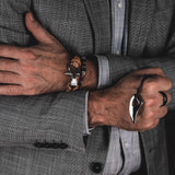 Tiger's eye men’s bracelet with metal elements, stackable beaded bracelet for male