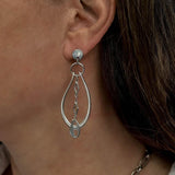 Silver Oval Chain Hoop Earrings