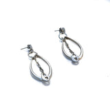 Silver Oval Chain Hoop Earrings