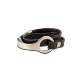 Men’s strong metal and leather bracelet, unisex leather wrap bracelet, o-ring metal cuff bracelet