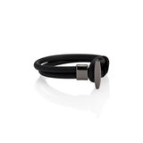 Men's matt black silicon bracelet with gun metal buckle for an every day strong look, rubber cuff and toggle buckle