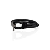 Men's matt black silicon bracelet with gun metal buckle for an every day strong look, rubber cuff and toggle buckle