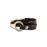 Men’s strong metal and leather bracelet, unisex leather wrap bracelet, o-ring metal cuff bracelet
