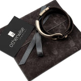 Men’s strong metal and leather bracelet, unisex leather wrap bracelet, o-ring metal cuff bracelet