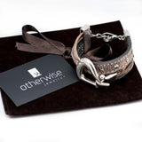 Vintage leather bracelet with bold buckle, statement cuff bracelet