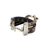 Vintage leather bracelet with bold buckle, statement cuff bracelet