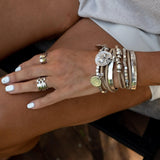 Suede boho bracelet with coins and metal cubes, Ethnic four strand wrap around cuff with charms