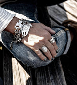 Id tag and ball chain bracelet, unode50 style bracelet, chunky chain and tag cuff