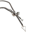 Long statement hearts necklace with steel chains, punk rock necklace, edgy chunky jewelry for romance love gift
