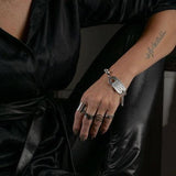Id tag and ball chain bracelet, unode50 style bracelet, chunky chain and tag cuff