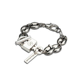 Id tag and ball chain bracelet, unode50 style bracelet, chunky chain and tag cuff