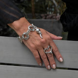 Heavy hammered metal link bracelet, chunky wrought chain bracelet, unode50 style jewelry