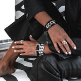 Wrap leather bracelets with chunky link chains, unique set of bracelets