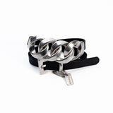 Wrap leather bracelets with chunky link chains, unique set of bracelets