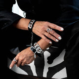 Wrap leather bracelets with chunky link chains, unique set of bracelets