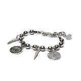 Silver Ball Chain Bracelet with Pendants, Chunky Uno de 50 Style Everyday Wear