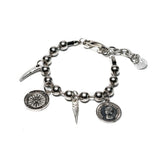 Silver Ball Chain Bracelet with Pendants, Chunky Uno de 50 Style Everyday Wear