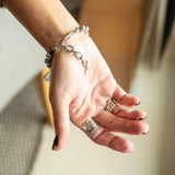 Silver Ball Chain Bracelet with Pendants, Chunky Uno de 50 Style Everyday Wear