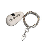 Stainless Steel Byzantine Chain Bracelet with Pendant, Zamak Sterling Silver Finish, Hypoallergenic Tarnish Resistant