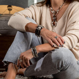 Unisex leather and metal bracelet combined for a strong look, edgy thick leather bracelet, rock style jewelry