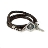 Wrap snake print leather bracelet with Swarovski crystal and magnetic closure