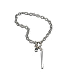 Austrian crystal and shackle pendant necklace, rock style silver necklace