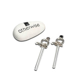 Locket and bar earrings, rock style silver earrings