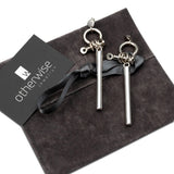 Locket and bar earrings, rock style silver earrings