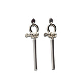 Locket and bar earrings, rock style silver earrings