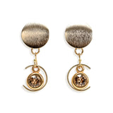 Gold-plated pendant earrings with swarovski stones in colorado topaz color