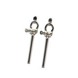 Locket and bar earrings, rock style silver earrings