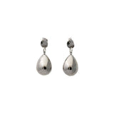Chunky water drop earrings, stainless steel silver drop earrings, edgy chic, classy boldness, smooth metal water drop earrings