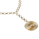 Classy gold-plated brass necklace with metallic motif and baroque pearl