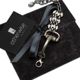 Silver chunky cuff, horse bit chain bracelet, equestrian bracelet, d snaffle bit
