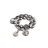 Chunky Anchor Chain Double Wrap Bracelet with Coins