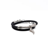 Bold stacked bracelets set, layered leather and metal cuffs for everyday look