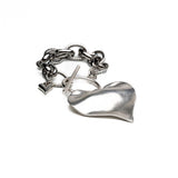 Luxury love set: large heart pendant necklace and bracelet with stainless steel chain, statement chunky heart choker and bracelet, gift idea