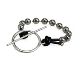 Bracelet with ball chain, leather and ring and bar closure made in the Unode50 style