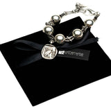 Chunky silver metal beads bracelet, oversized ball snake chain cuff in uno de 50 style