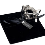 Rock Chic leather and metal triple wrap bracelet, Edgy bracelet with unique buckle, snake chain and black leather in Uno de 50 style