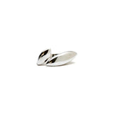Adjustable wavy silver ring with a polished finish, featuring a flat, modern shape and lightweight hollow design.