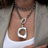 The 'Chunky Buckle' Stainless Steel Necklace & Bracelet Set, Bold, Heavy-Chain Statement Jewelry with Artisan Zamak Accents