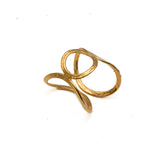 Hammered gold-plated adjustable ring featuring a circular geometric design with a unique intertwined style.