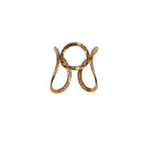 Hammered gold-plated adjustable ring with a circular geometric design and flowing, minimal style.