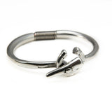 Silver-plated stackable metal bangle, cuff bracelet for layering and stacking