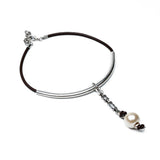 Bold luxury necklace and bracelet pearl set, unode50 style leather and metal cuff and choker