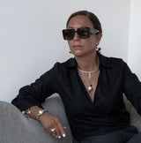 Bold luxury necklace and bracelet pearl set, unode50 style leather and metal cuff and choker